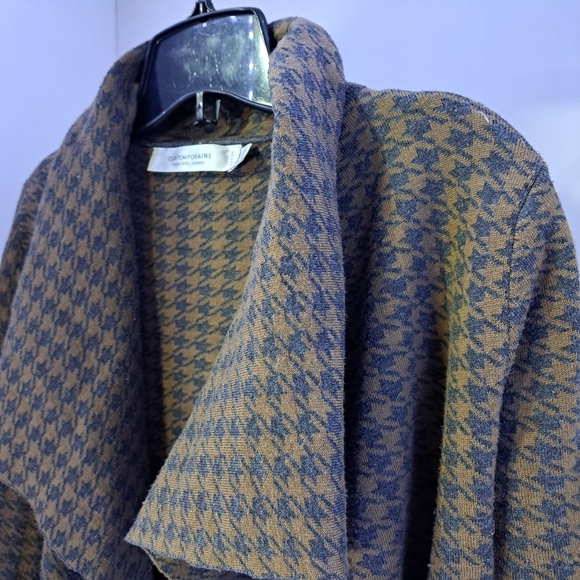 Contemporaine by Simons | Brown houndstooth heavy sweater flowly cardigan - Picture 6 of 15